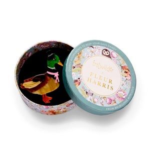 NIB “Well-Dressed Duck” Brooch by Erstwilder & Fleur Harris